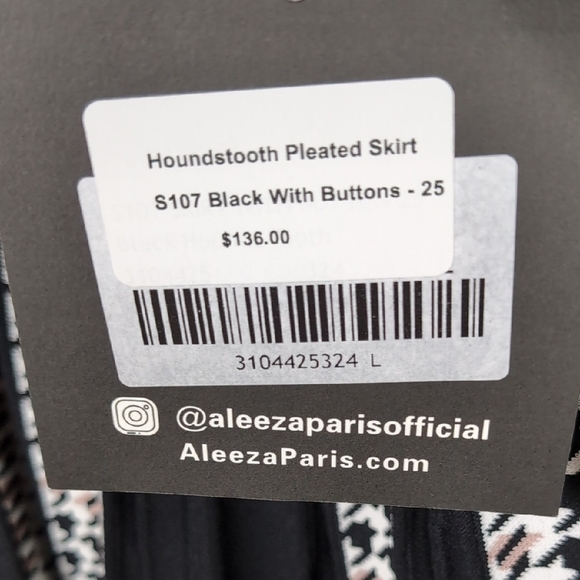 Aleezxa Paris Houndstooth Knit Pleated Skirt Button-Front Skirt - Picture 6 of 15